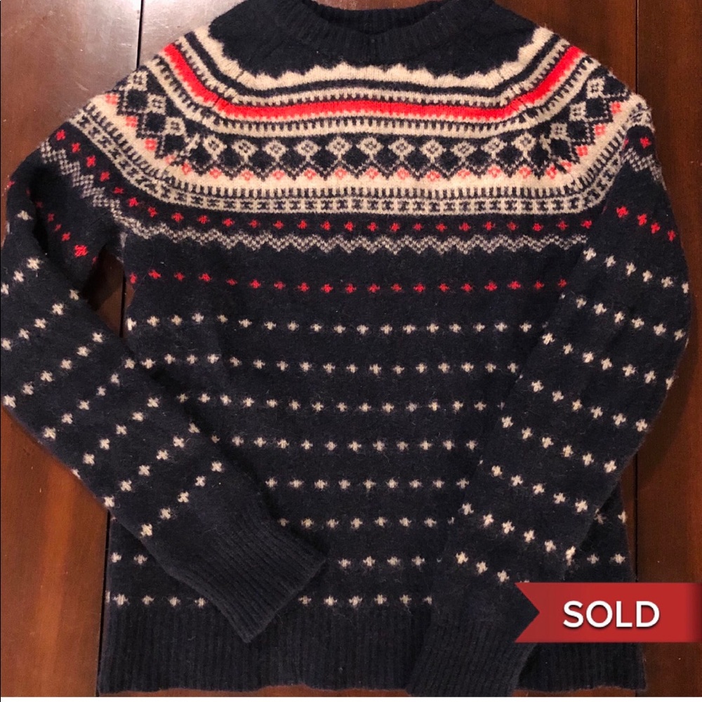 J CREW Fair Isle 100% Lambs Wool Pullover Sweater